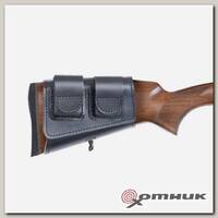 Патронташ на приклад с чехлом под зап.магазин 3-5п кал.22WMR,22LR / кожа / черный Хольстер