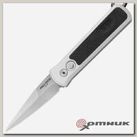 Нож автомат Godson алюм. серая рук-ть, вставка Swiss leather, сатин PT7GSD-1 PRO-TECH