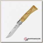Нож №7 VRI Nature-Leaves (ветки дерева) нержавеющая сталь, рукоять самшит длина клинка 8см OPINEL