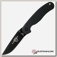 Нож RAT II складн.,чёрная нейлоновая рукоять, клинок AUS8 чёрное покрытие (8861)  ONTARIO