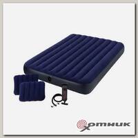 Матрас надувной 152x203x25 см с 2 подушками, механический насос (64765) INTEX