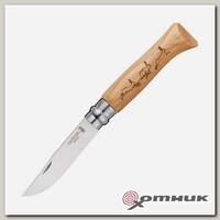 Нож №8 VRI Animalia Hare (заяц), рукоять дуб, длина клинка 8.5 см OPINEL