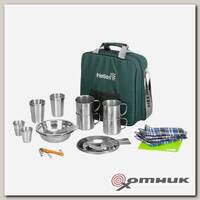 Набор для пикника Picnic на 4 персоны зеленый (HS-PCG-4) Helios