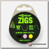 Поводок готовый Ready Zigs 10' 300 см №10 Korda