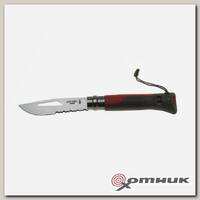 Нож Opinel 8 VRI Outdoor knife двухцветная пластик. рукоять (красная), свисток, вставка для темляка