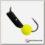 Мормышка Гвоздешарик черный, шарик ядреный глаз желтый неон Premier Fishing
