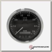 Тахометр 0-7000 об/мин с аварийной сигнализацией, 1-10, черный циферблат, д. 85 мм (KY07046)